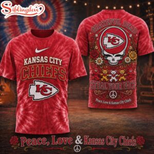 Kansas City Chiefs NFL Peace Love Greateful 3D T-Shirt
