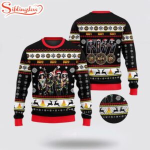 Kiss Band 50 Years Tour Xmas Holiday Style Ugly Merry Christmas Sweater