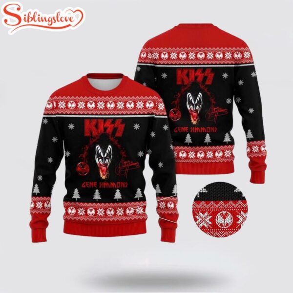 Kiss Gene Simmons Bloody Tongue With His Signature Ugly Merry Christmas Sweater