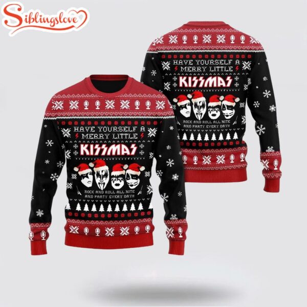 Kiss Have Yourself A Merry Little Kissmas Rock And Roll Ugly Merry Christmas Sweater
