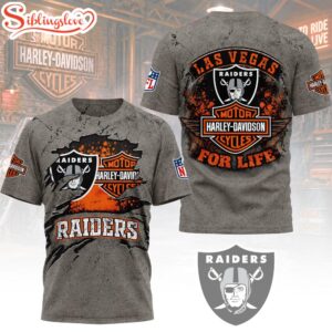 Las Vegas Raiders NFL Harley Davidson For Life 3D T-Shirt