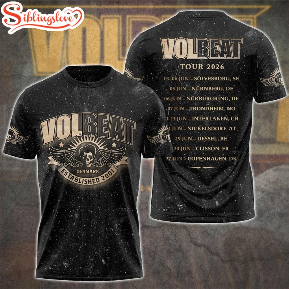 Limited Edition VOLBEAT Tour 2026 3D Shirt For Fans Limited Edition VOLBEAT Tour 2026 3D Shirt For Fans