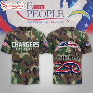 Los Angeles Chargers NFL 250 Years of America Camo 3D T-Shirt