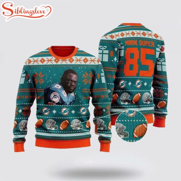 Mark Duper 85 Miami Dolphins Ugly Christmas Sweater