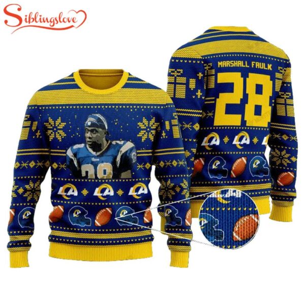 Marshall Faulk 28 Los Angeles Chargers Ugly Christmas Sweater