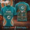 Miami Dolphins NFL Peace Love Greateful 3D T-Shirt