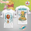 Miami Dolphins NFL Winnie The Pooh 100th Anniversary 3D Shirt For Fans