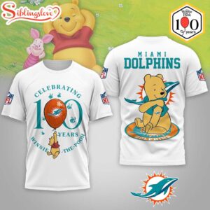 Miami Dolphins NFL Winnie The Pooh 100th Anniversary 3D Shirt For Fans