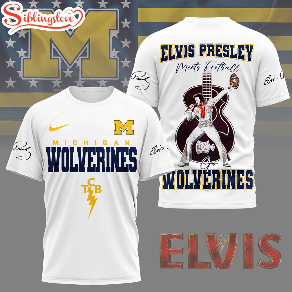 Michigan Wolverines NCAA Elvis Presley 3D Shirt Gifts For Fans Michigan Wolverines NCAA Elvis Presley 3D Shirt Gifts For Fans