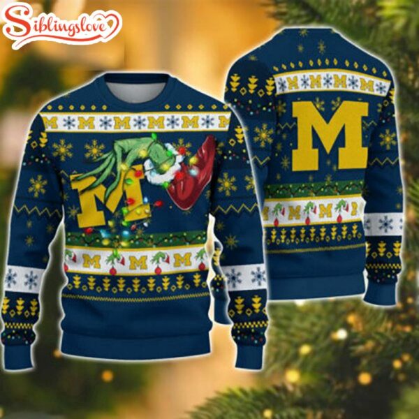 Michigan Wolverines NCAA Grinch Stole Ugly Christmas Sweater