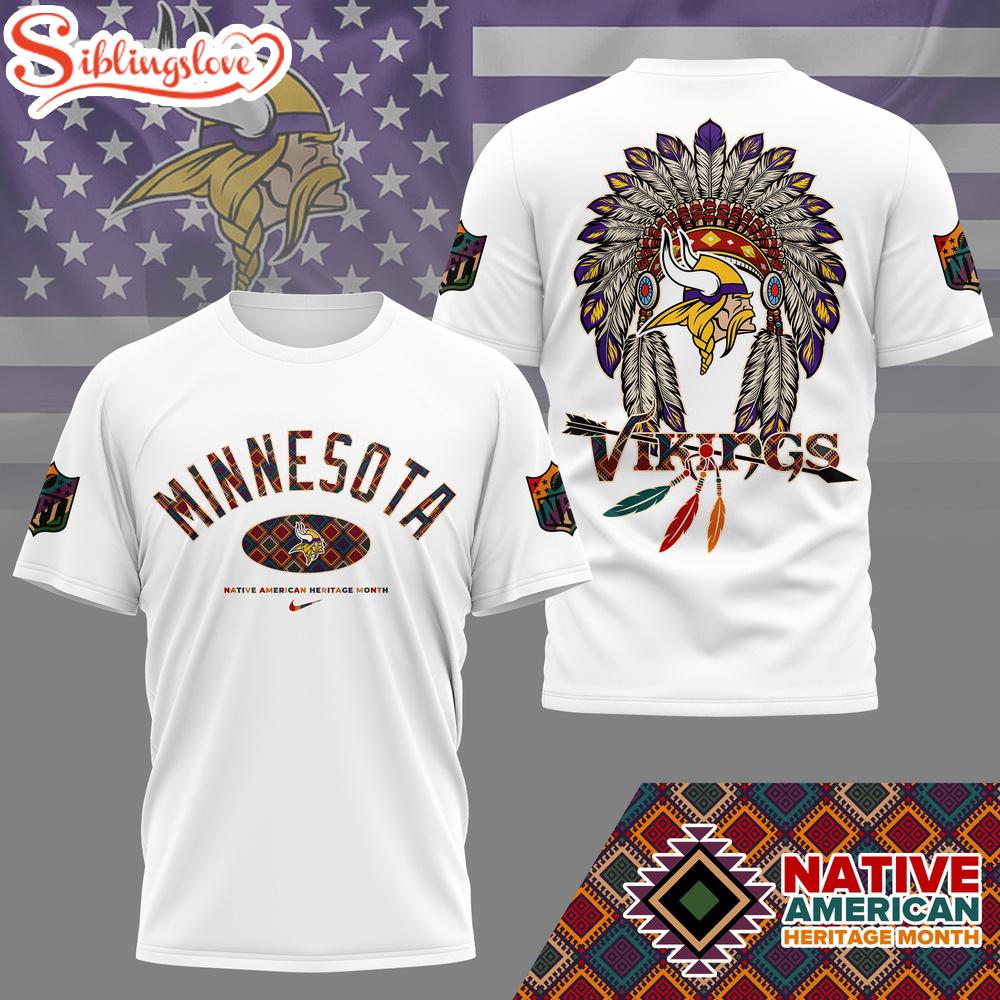 Minnesota Vikings Native American Heritage Month 3D T-Shirt 1 Minnesota Vikings Native American Heritage Month 3D T-Shirt