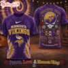 Minnesota Vikings NFL Peace Love Greateful 3D T-Shirt