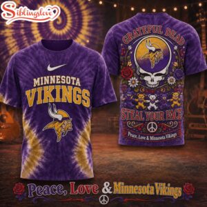 Minnesota Vikings NFL Peace Love Greateful 3D T-Shirt