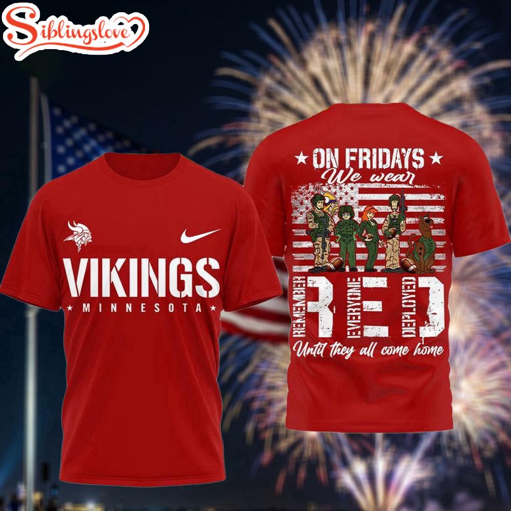 Minnesota Vikings Scooby-Doo Red Friday Military 3D T-Shirt 1 Minnesota Vikings Scooby-Doo Red Friday Military 3D T-Shirt