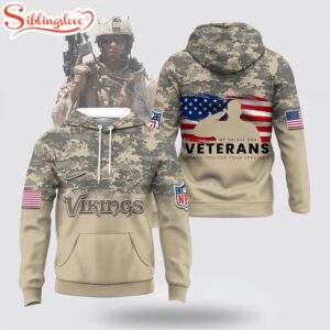 Minnesota Vikings We Salute Our Veteran Thank You For Your Service 3D Shirt