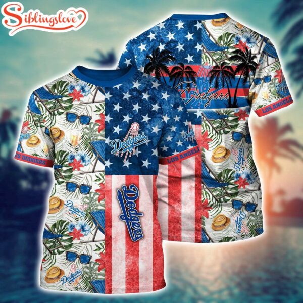 MLB Los Angeles Dodgers All Over Print T-Shirt Tropical Triumph Threads For Fans Sports