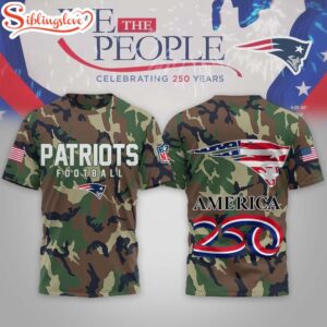 New England Patriots NFL 250 Years of America Camo 3D T-Shirt
