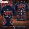 New England Patriots NFL Peace Love Greateful 3D T-Shirt
