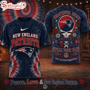 New England Patriots NFL Peace Love Greateful 3D T-Shirt