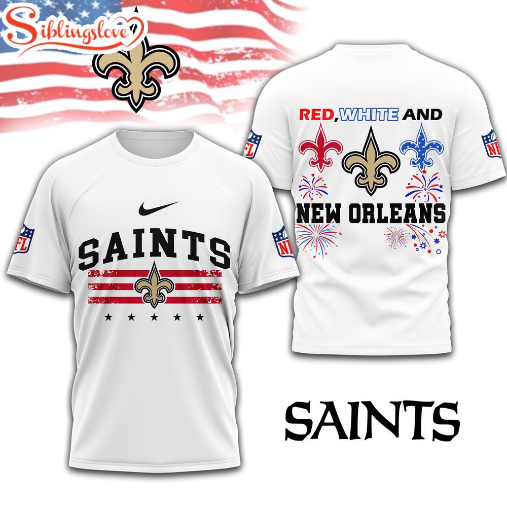 New Orleans Saints 4th Of July 3D T-Shirt For Fans 1 New Orleans Saints 4th Of July 3D T-Shirt For Fans