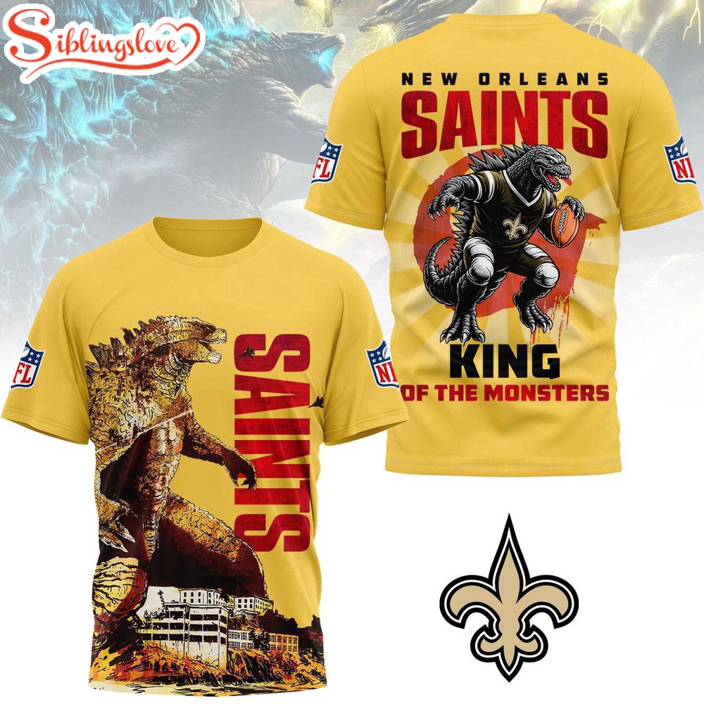 New Orleans Saints NFL Godzilla King of the Monsters 3D Shirt New Orleans Saints NFL Godzilla King of the Monsters 3D Shirt