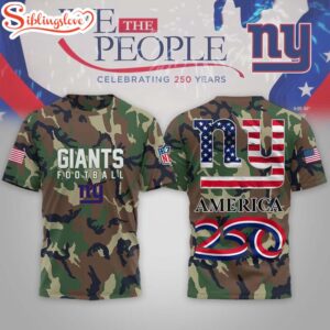 New York Giants NFL 250 Years of America Camo 3D T-Shirt