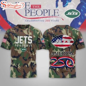 New York Jets NFL 250 Years of America Camo 3D T-Shirt