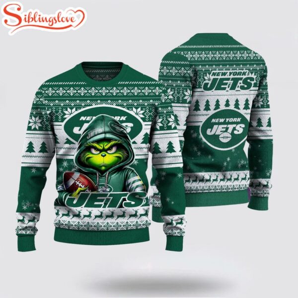 New York Jets The Grinch Ugly Christmas Sweater