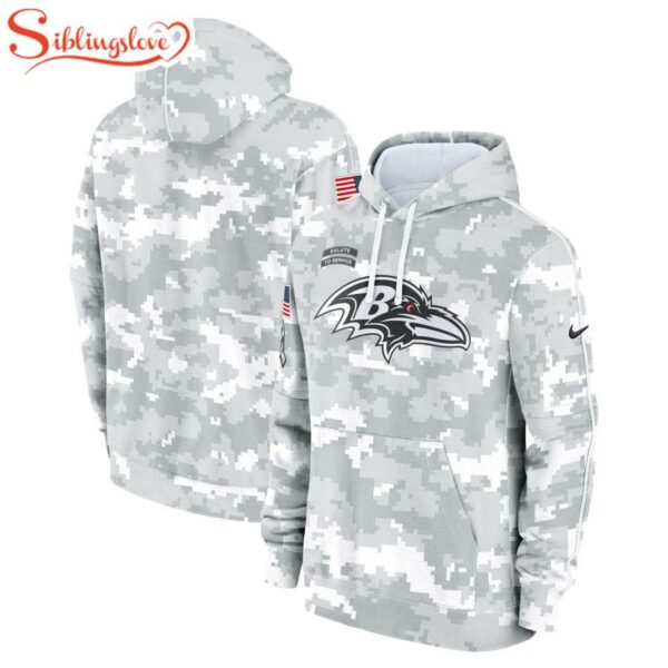 NFL Baltimore Ravens Salute To Service Camo 3D Hoodie