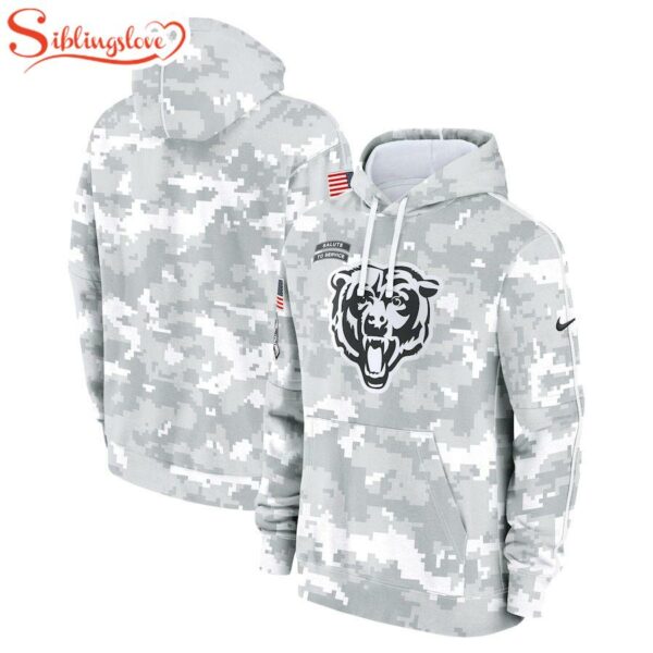NFL Chicago Bears Salute To Service Camo 3D Hoodie