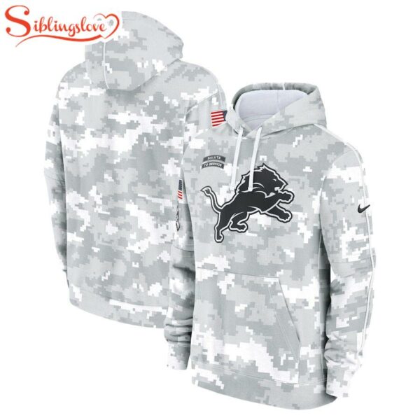 NFL Detroit Lions Salute To Service Camo 3D Hoodie