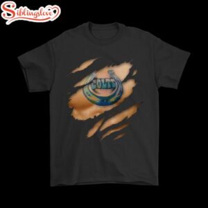 NFL Football Logo 3D Art Chest Indianapolis Colts Tattoo T-Shirt For Fans