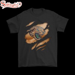 NFL Football Logo 3D Art Chest Jacksonville Jaguars Tattoo T-Shirt For Fans