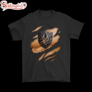 NFL Football Logo 3D Art Chest Oakland Raiders Tattoo T-Shirt For Fans