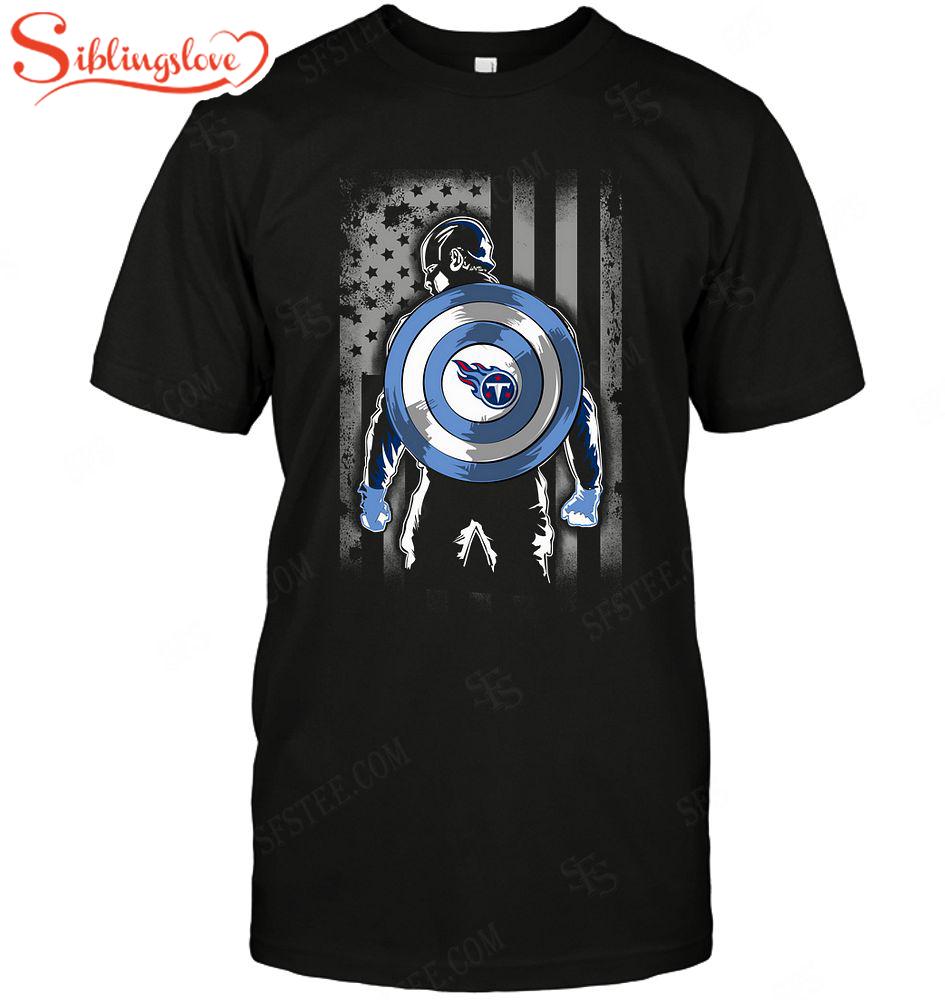 Nfl Tennessee Titans T-shirt Captain American Superhero 1 Nfl Tennessee Titans T-shirt Captain American Superhero