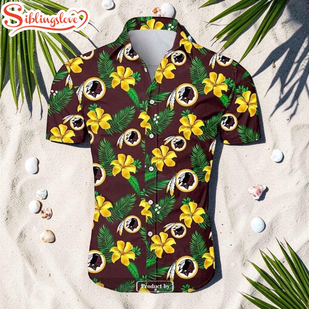 NFL Washington Redskins Tropical Flower Hawaiian Shirt For Fans 1 NFL Washington Redskins Tropical Flower Hawaiian Shirt For Fans