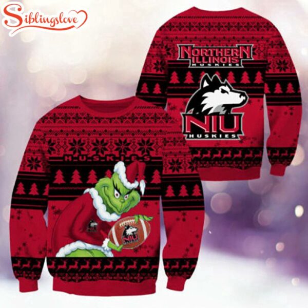 Northern Illinois Huskies NCAA Grinch Ugly Christmas Sweater
