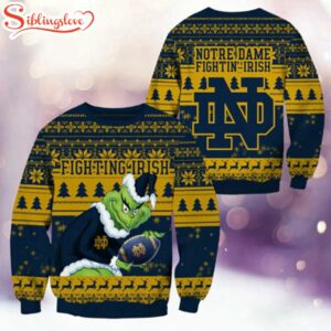 Notre Dame Fightin Irish NCAA Grinch Ugly Christmas Sweater