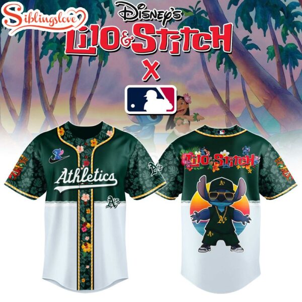 Oakland Athletics MLB x Lilo & Stitch Cute Baseball Jersey Shirt