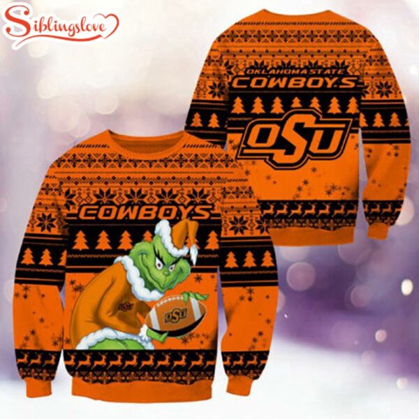 Oklahoma State Cowboys NCAA Grinch Ugly Christmas Sweater