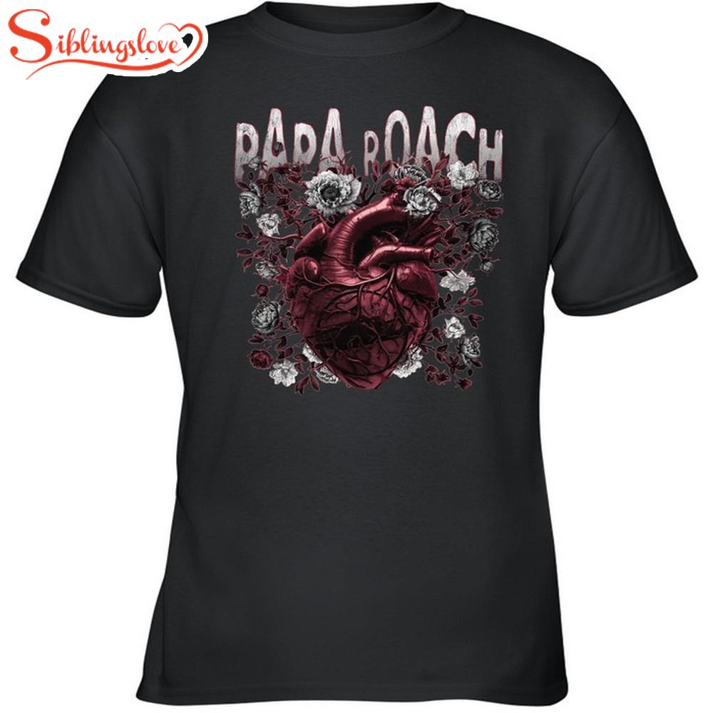 Papa Roach Heart & Roses Unisex T-Shirt 1 Papa Roach Heart & Roses Unisex T-Shirt