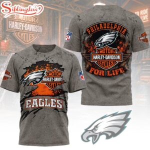 Philadelphia Eagles NFL Harley Davidson For Life 3D T-Shirt