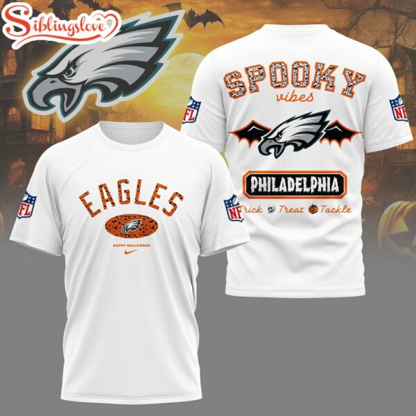 Philadelphia Eagles NFL Spooky Vibes Halloween All Over Print T-Shirt