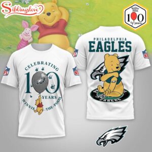 Philadelphia Eagles NFL Winnie The Pooh 100th Anniversary 3D Shirt For Fans