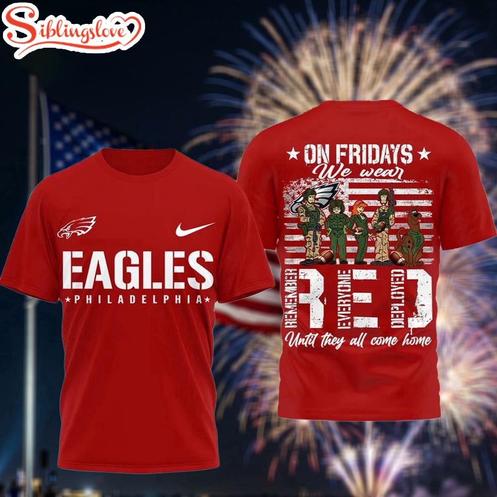 Philadelphia Eagles Scooby-Doo Red Friday Military 3D T-Shirt 1 Philadelphia Eagles Scooby-Doo Red Friday Military 3D T-Shirt