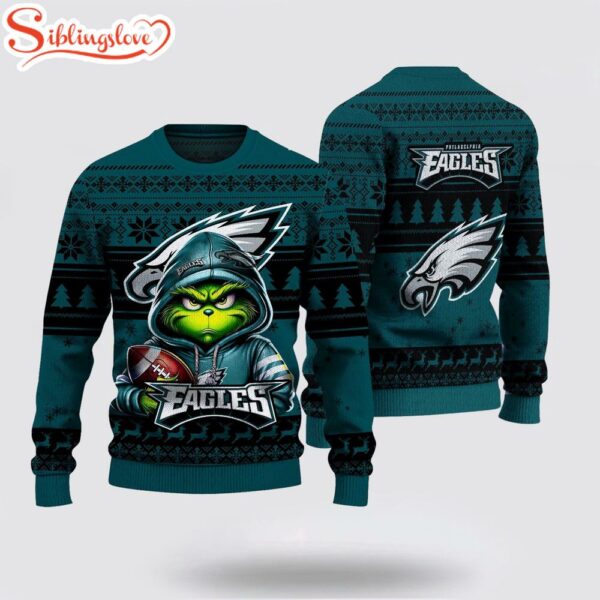 Philadelphia Eagles The Grinch Ugly Christmas Sweater