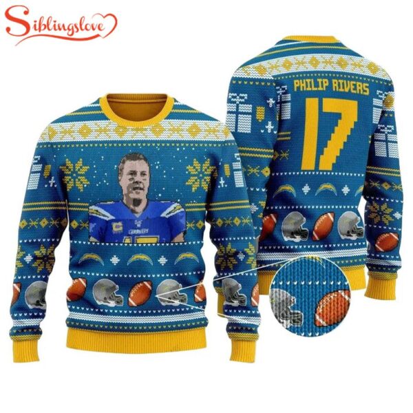 Philip Rivers 17 Los Angeles Chargers Ugly Christmas Sweater