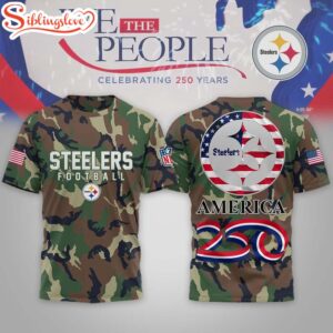 Pittsburgh Steelers NFL 250 Years of America Camo 3D T-Shirt