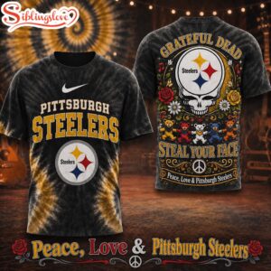 Pittsburgh Steelers NFL Peace Love Greateful 3D T-Shirt