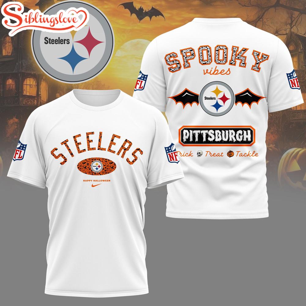 Pittsburgh Steelers NFL Spooky Vibes Halloween All Over Print T-Shirt Pittsburgh Steelers NFL Spooky Vibes Halloween All Over Print T-Shirt